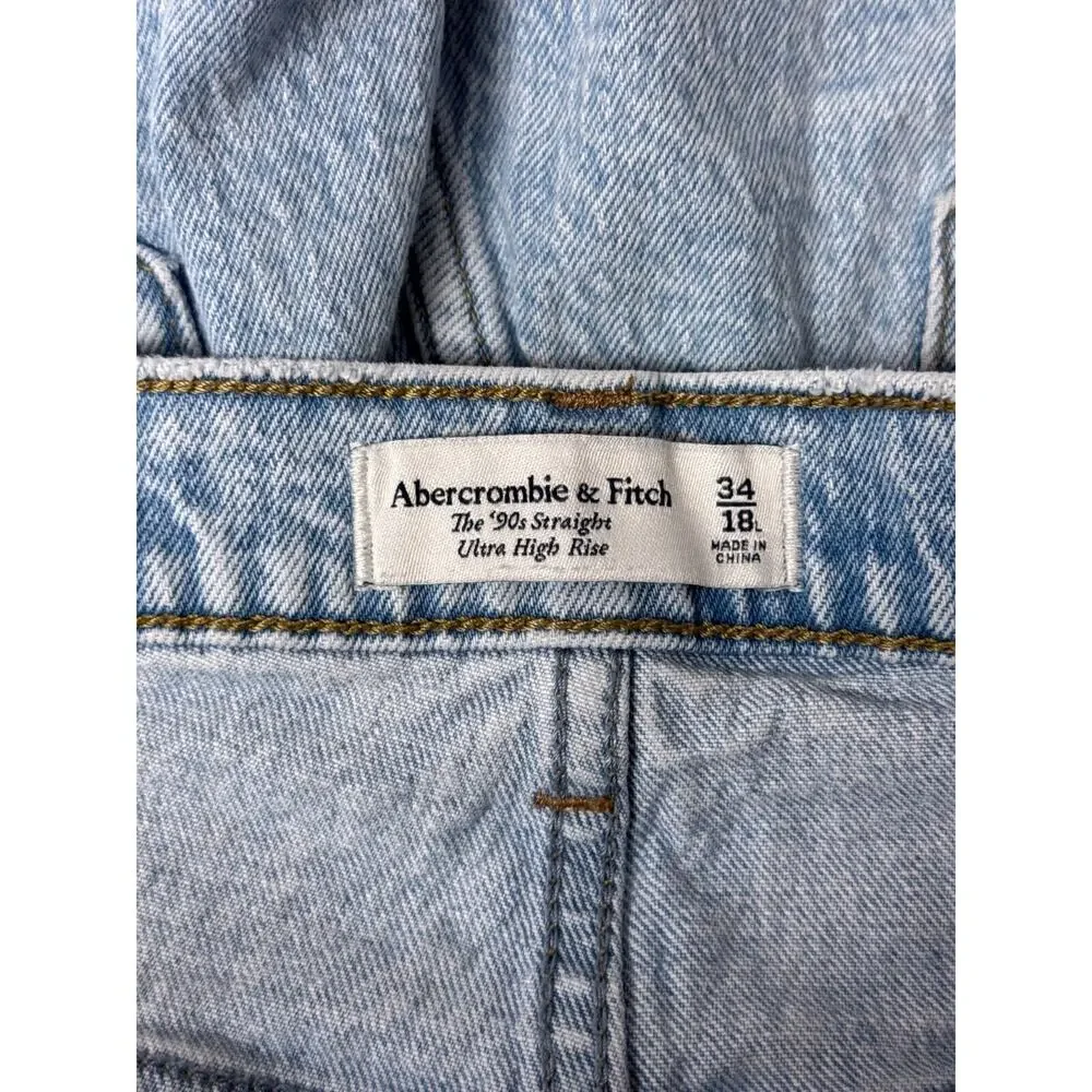 Abercrombie & Fitch Jeans 34 / 18L Womens 90s Straight Ultra High Denim - Picture 6 of 7